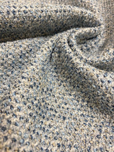 Load image into Gallery viewer, Designer French Navy Blue Beige MCM Mid Century Modern Tweed Upholstery Fabric WHS 3790