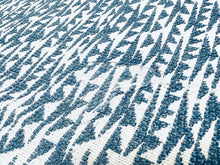 Load image into Gallery viewer, Water &amp; Stain Resistant Small Scale French Blue Off White MCM Abstract Geometric Upholstery Fabric
