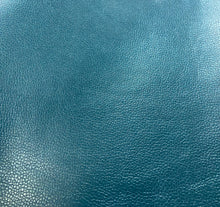 Load image into Gallery viewer, Designer Teal Blue Pearlucent Metallic Vegan Faux Leather Vinyl Upholstery Fabric WHS 3707
