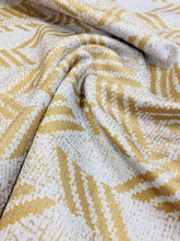 Load image into Gallery viewer, Designer Water &amp; Stain Resistant Grey Gold Mustard Chevron Abstract Geometric Upholstery Drapery Fabric STA 3488