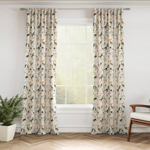 Load image into Gallery viewer, Stain Resistant Cream Aqua Blue Green Floral Bird Upholstery Drapery Fabric CF