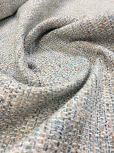 Load image into Gallery viewer, Designer Aqua Blue Seafoam Green Navy Mustard Pink MCM Mid Century Modern Tweed Water &amp; Stain Resistant Upholstery Fabric WHS 3188
