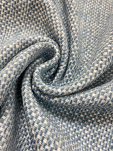 Load image into Gallery viewer, 1.75 Yard of Designer InsideOut French Blue White Water &amp; Stain Resistant Tweed MCM Mid Century Modern Upholstery Fabric WHS 4122