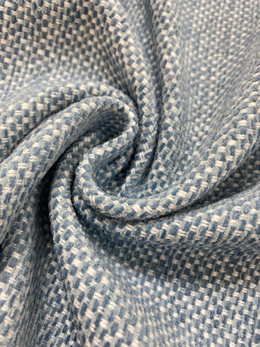 1.75 Yard of Designer InsideOut French Blue White Water & Stain Resistant Tweed MCM Mid Century Modern Upholstery Fabric WHS 4122