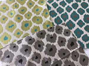 Extinct Animal Pattern Turquoise Gray Silver Upholstery Drapery Fabric / Generosity