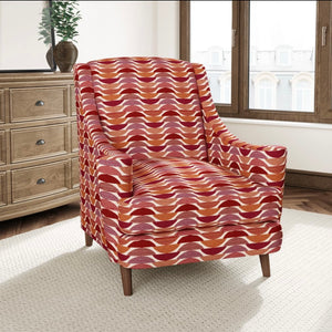 Heavy Duty Art Deco Geometric Abstract Red Orange Raspberry Upholstery Drapery Fabric CF