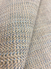 Load image into Gallery viewer, Heavy Duty Indoor Outdoor Beige Teal Herringbone MCM Mid Century Modern Tweed Water &amp; Stain Resistant Upholstery Fabric WHS 4103