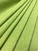 Load image into Gallery viewer, Designer Linen Herringbone Lime Green MCM Mid Century Modern Chenille Water &amp; Stain Resistant Upholstery Fabric WHS 3050