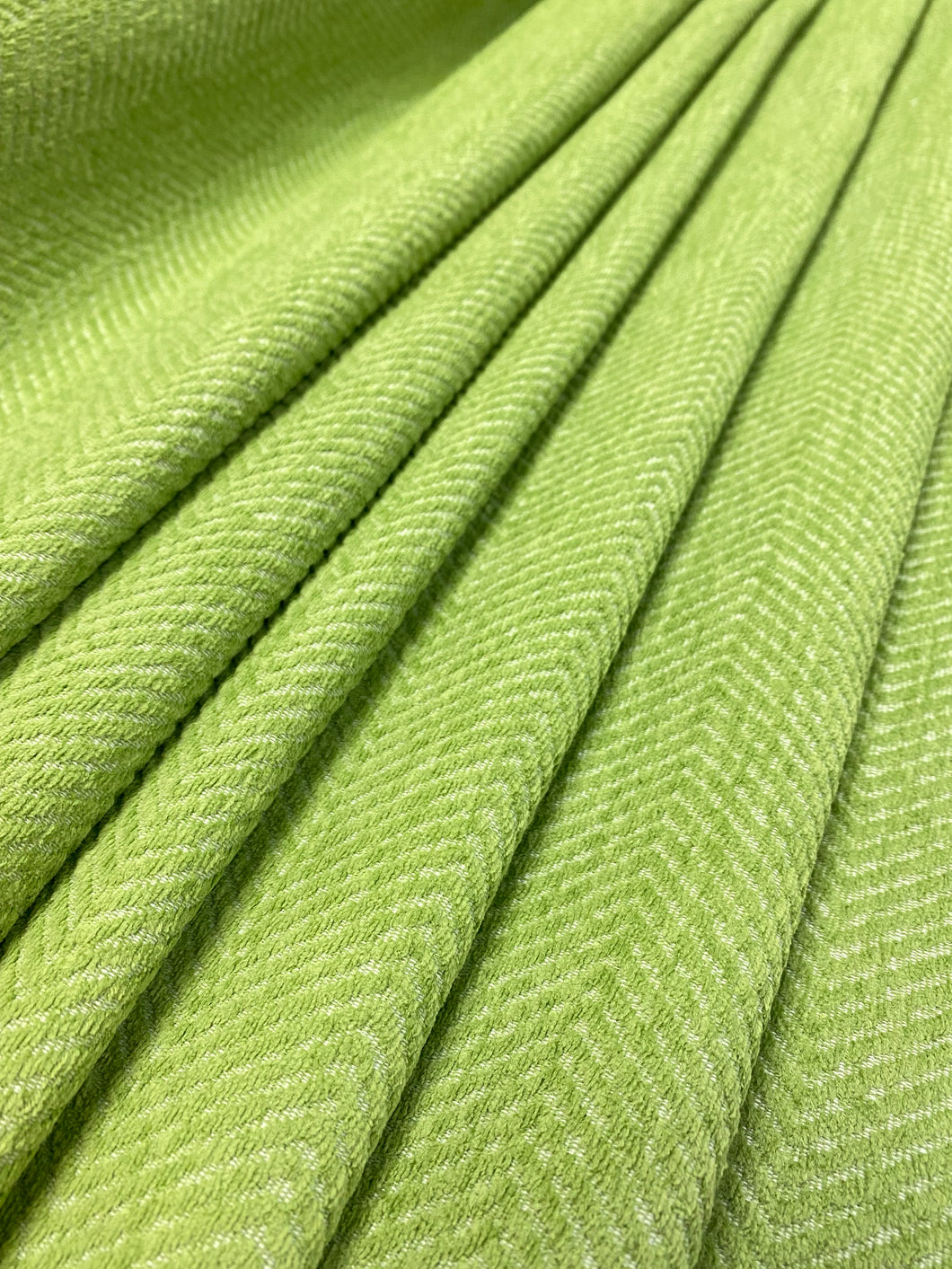 Designer Herringbone Lime Green MCM Mid Century Modern Chenille Water ...