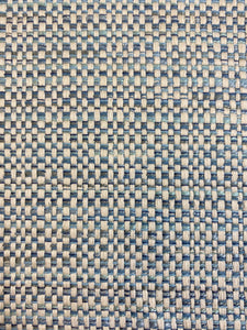Designer Water & Stain Resistant French Blue Cream Grey Silver Metallic Tweed Upholstery Fabric WHS 3839