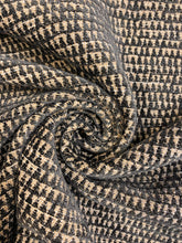 Load image into Gallery viewer, 1.25 Yard Sanderson Merrington Charcoal Brown Beige Geometric MCM Mid Century Modern Chenille Water &amp; Stain Resistant Upholstery Fabric WHS 3660