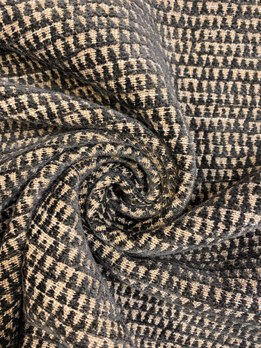 1.25 Yard Sanderson Merrington Charcoal Brown Beige Geometric MCM Mid Century Modern Chenille Water & Stain Resistant Upholstery Fabric WHS 3660