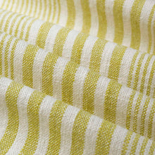 Load image into Gallery viewer, Linen Cotton Chartreuse Green Cream Nautical Stripe Upholstery Drapery Fabric FB