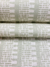 Load image into Gallery viewer, 1.25 Yard Schumacher Kiosk Sage Green Ivory Linen Stripe Geometric Upholstery Drapery Fabric WHS 3372