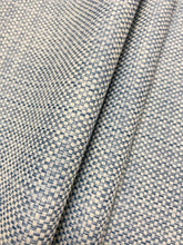 Load image into Gallery viewer, Designer French Blue Cream Water &amp; Stain Resistant MCM Mid Century Modern Upholstery Drapery Fabric STA 4206