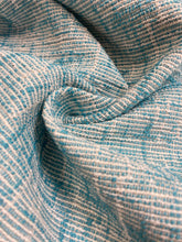 Load image into Gallery viewer, 1.3 Yard of Designer Turquoise Cream Abstract Woven Upholstery Fabric WHS 3945