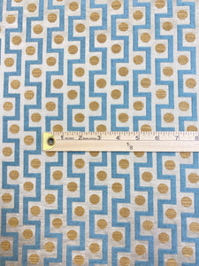 1.6 Yard Reversible Mustard Teal Gold Geometric Velvet Water & Stain Resistant Upholstery Fabric STA 3193