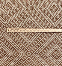 Load image into Gallery viewer, 1.3 Yds of Schumacher Tortola Rattan Caramel Beige Indoor Outdoor Charcoal Geometric Upholstery Fabric WHS 3060
