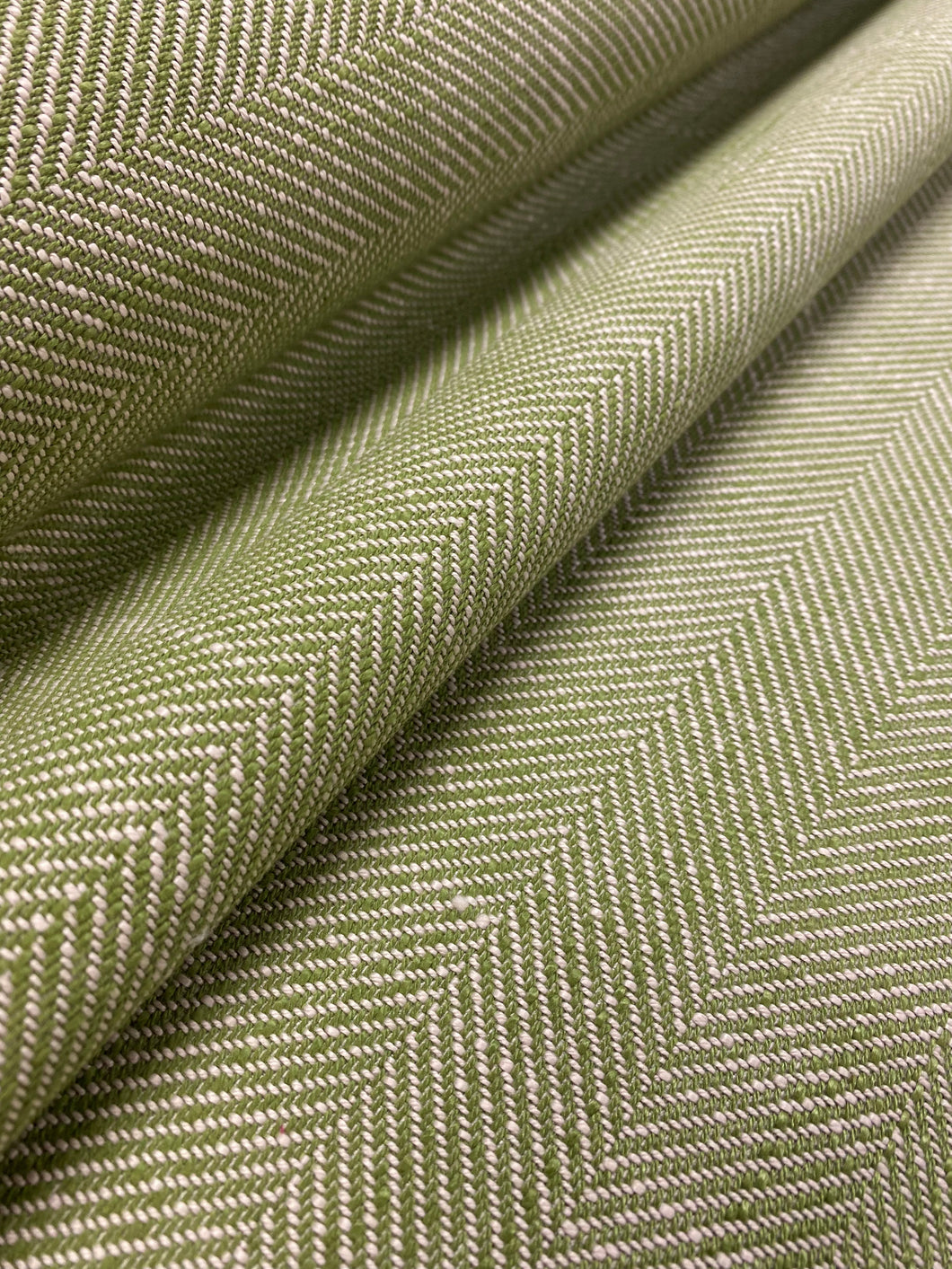 Designer Water & Stain Resistant Lime Green Beige MCM Mid Century Modern Herringbone Upholstery Fabric WHS 3723