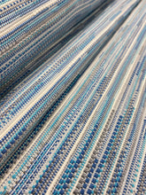 Load image into Gallery viewer, Jim Thompson Boujad Indoor Outdoor Kilim Turquoise Blue Grey Cream Water &amp; Stain Resistant Upholstery Fabric WHS 3798