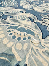 Load image into Gallery viewer, Kravet French Aqua Navy Blue Lorton Linen Damask Water &amp; Stain Resistant Upholstery Drapery Fabric STA 3037
