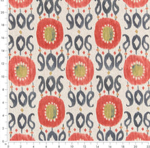 Load image into Gallery viewer, Stain Resistant Beige Charcoal Grey Pink Green Cream Ikat Upholstery Drapery Fabric CF