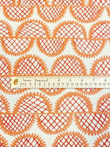 Hable Murano Tangelo Bella Dura Outdoor Water & Stain Resistant Abstract Orange Red Beige Upholstery Fabric WHS 3114