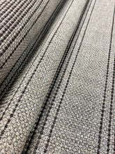 Load image into Gallery viewer, Designer Linen Flax Woven Taupe Brown Stripe Water &amp; Stain Resistant Upholstery Fabric WHS 3841