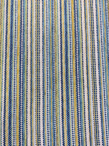 1.3 Yard of Designer Navy Blue Beige Green Mustard Stripe Chenille Upholstery Fabric WHS 3850