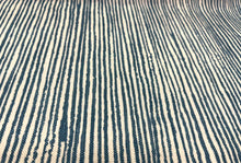 Load image into Gallery viewer, Kelly Wreastler Groundworks Fabric Vertex Pacific Outdoor Stripe Beige Navy Blue Fabric