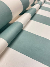 Load image into Gallery viewer, Designer Indoor Outdoor Seafoam Cream Nautical Stripe Upholstery Drapery Fabric WHS 3797