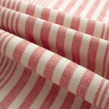 Load image into Gallery viewer, Linen Cotton Pink Cream Nautical Stripe Upholstery Drapery Fabric FB