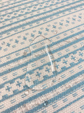 Load image into Gallery viewer, Designer Cream Turquoise Blue Stripe Indoor Outdoor Water &amp; Stain Resistant Upholstery Drapery Fabric WHS 4106