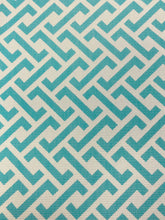 Load image into Gallery viewer, Designer Water &amp; Stain Resistant Turquoise Blue Geometric Indoor Outdoor Upholstery Fabric WHS 3487
