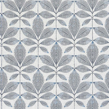 Load image into Gallery viewer, Off White Navy Blue Linen Cotton Botanical Upholstery Drapery Fabric FB