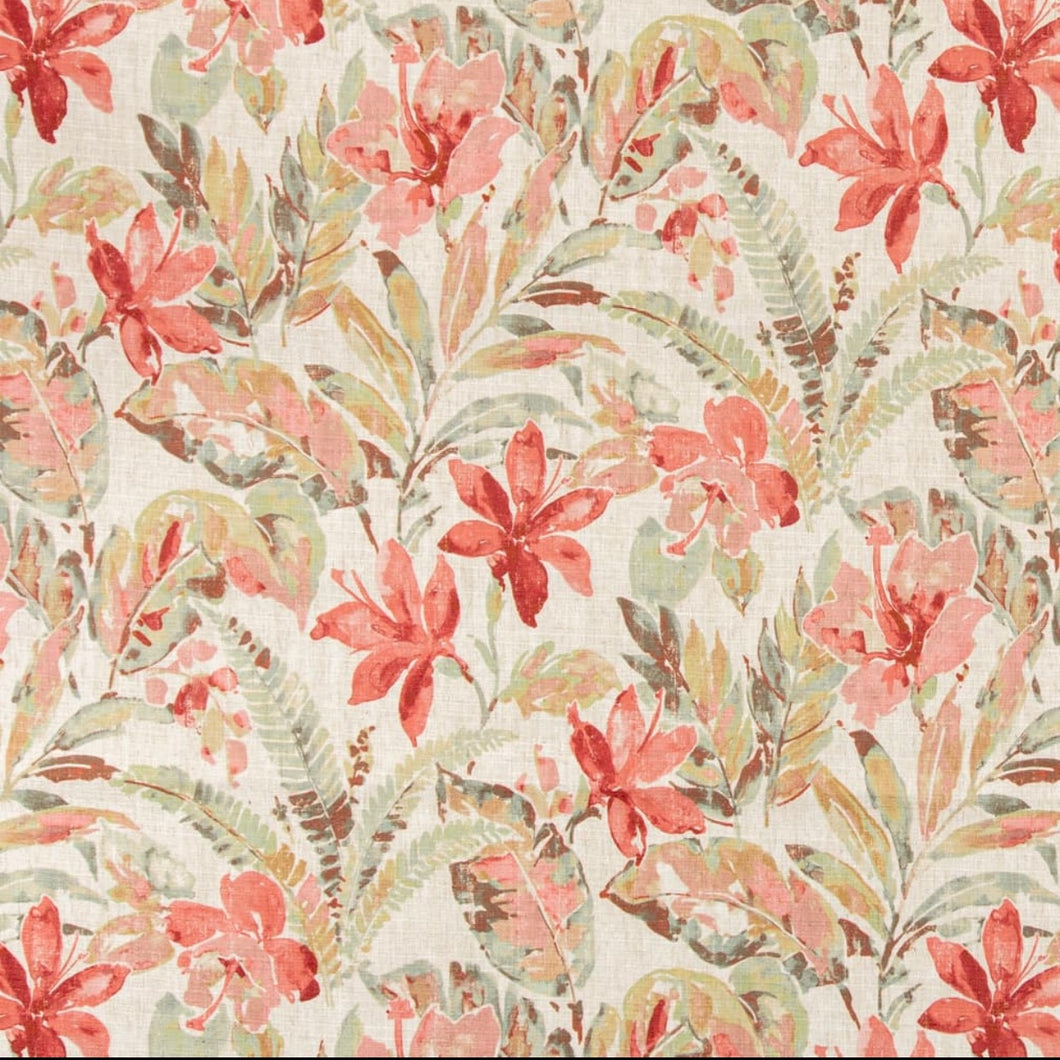 Stain Resistant Beige Green Seafoam Pink Red Floral Upholstery Drapery Fabric CF