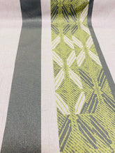 Load image into Gallery viewer, Ilempe"a Stripe on Kailua Ecru Lime Green Taupe Hawaiian Water &amp; Stain Resistant Upholstery Drapery Fabric WHS 3243