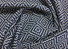 Load image into Gallery viewer, Schumacher Soho Weave Geometric Upholstery Fabric / Navy STA 3285