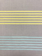 Load image into Gallery viewer, 1.3 Yard of Designer Aqua Blue Grey Yellow Stripe Water Resistant Upholstery Drapery Fabric WHS 4069