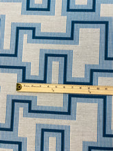 Load image into Gallery viewer, 2.5 Yard Sunbrella Resonate Atlantis Blue Teal Grey Geometric Water &amp; Stain Resistant Indoor Outdoor Upholstery Drapery Fabric WHS 3347