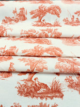 Load image into Gallery viewer, Cotton Cream Orange French Country Toile Upholstery Drapery Fabric STA 3132
