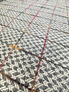 Osborne & Little Faloria 02 Grey Beige Pink Orange Herringbone Plaid Mid Century Modern Upholstery Fabric WHS 3302