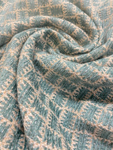 Load image into Gallery viewer, 0.9 Yard of Cowtan &amp; Tout Farina Teal Blue Seafoam Beige Geometric Abstract Chenille Water Resistant Upholstery Fabric WHS 4127