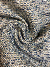 Load image into Gallery viewer, Designer Water &amp; Stain Resistant MCM Mid Century Modern Tweed Teal Blue Taupe Linen Flax Woven Upholstery Fabric STA 3934