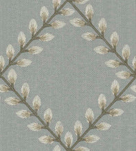 Load image into Gallery viewer, Grey Olive Green Blue Seafoam Floral Embroidered Drapery Fabric FB