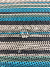 Load image into Gallery viewer, Water &amp; Stain Resistant Turquoise Blue Grey Teal Stripe Upholstery Fabric WHS 3681