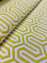 Load image into Gallery viewer, Designer Yellow White Geometric Water &amp; Stain Resistant Upholstery Fabric STA 3144