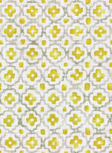 Load image into Gallery viewer, Cream Grey Mustard Yellow Cotton Batik Medallion Upholstery Drapery Fabric FB