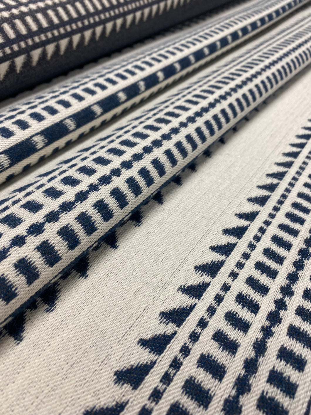 1.3 Yard of Water & Stain Resistant Indoor Outdoor Charcoal Beige Stripe Ikat Upholstery Fabric WHS 3124