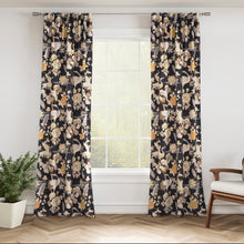 Load image into Gallery viewer, Stain Resistant Charcoal Black Grey Brown Mustard Chinoiserie Crane Bird Upholstery Drapery Fabric CF